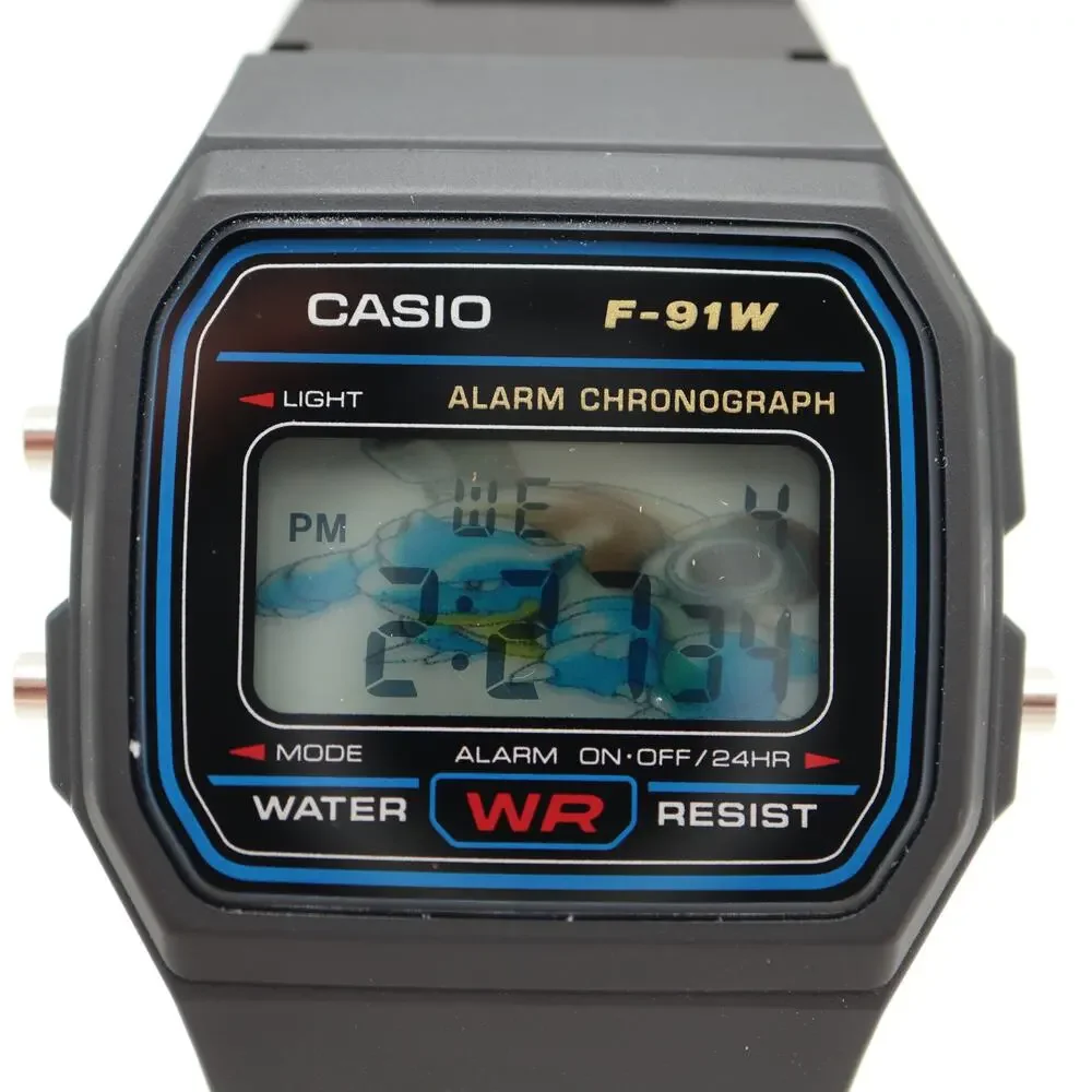Casio F-91W Custom Blastoise Mod UPGRADED BLUE BACKLIGHT Digital Watch Sugimori